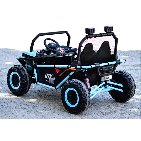 Masinuta electrica tip buggy UTV RDB-608, 24V/7Ah, 300W, roti EVA, scaun piele ecologica, telecomanda, intrare AUX (MP3) / USB / Bluetooth / Radio FM pentru 2 copii