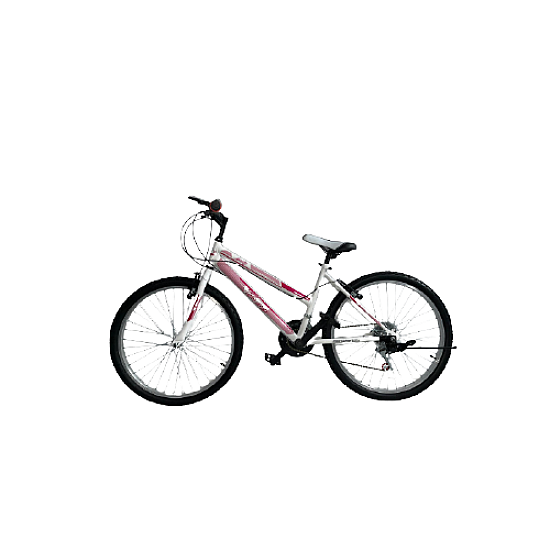 Bicicletă RDB Lady, 24 Inch, Cu cric lateral, Alb cu design Roz Bicicletă RDB Lady, 24 Inch, Cu cric lateral, Alb cu design Roz