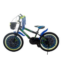 Bicicletă RDB Laser, 20inch, Cu coșuleț pentru depozitare, Negru cu design Verde
